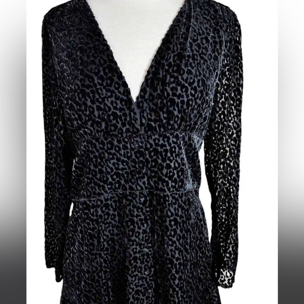 The Kooples Short Buttoned Dress Smocking EUC Black Burnout Ruffle EUC 0 - Picture 12 of 15